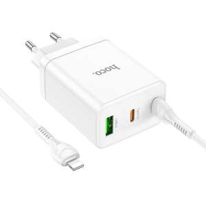 HOCO N33 35W Schnelllade-Netzteil mit USB-C und USB-A Anschlüssen und Type-C - Lightning Kabel - Hoco