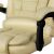 Detailed view of beige ergonomic office chair armrest and seat
