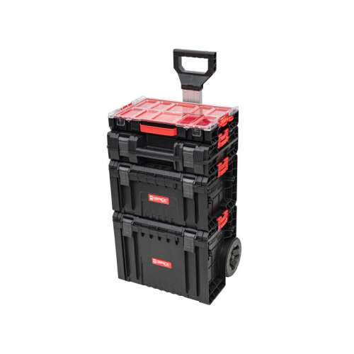 QBRICK SYSTEM Rendszer PRO 3 Werkzeugwagen mit 3 stapelbaren Boxen und Rädern