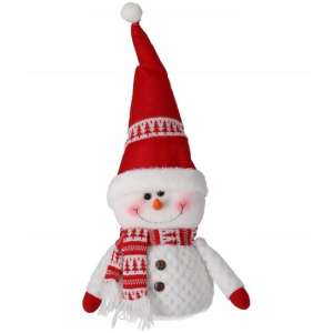 Vianočná dekorácia, snehuliak so šatkou, červená, 17x49 cm, Jumi