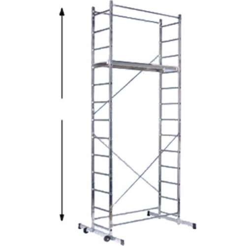 STEN/TEKO 5m (hobbi) alumínium állvány, 5m munkamágasság, kerekekkel, 200kg teherbírás - Gurulóállvány