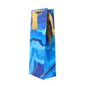 Clairefontaine Ocean Marble Wine Gift Bag, blue and gold marble design with ribbon - Art & Craft
