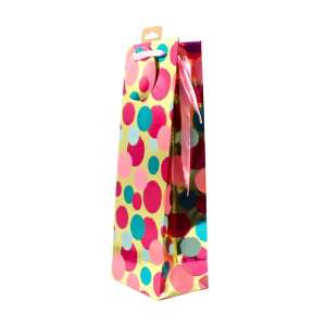 Подаръчна торбичка за вино Clairefontaine Pink Spots, златно фолио, розови точки - Изкуства и хобита