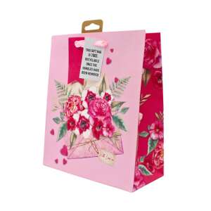 Clairefontaine M Love Letter gift bag, pink with floral design, perfect for birthdays, anniversaries, and other special occasions - Art & Craft