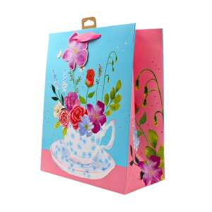 Подаръчна торбичка Clairefontaine L Floral Teacup, синя с флорален дизайн - Изкуства и хобита