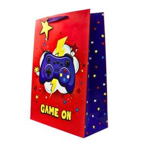 Подаръчна торбичка Clairefontaine XL Game On, червена с дизайн на синьо джойстик, идеална за рождени дни, празници и специални поводи - Изкуства и хобита