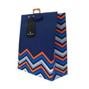 Blue gift bag with chevron pattern, Jeff Banks London - Art & Craft