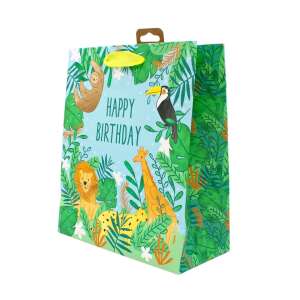 Torebka prezentowa Clairefontaine Jungle Medium, Wesołych Urodzin, z wzorem zwierząt i liści - Pakowanie prezentów