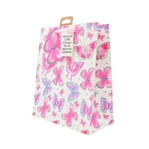 Clairefontaine M Butterfly Pink Gift Bag, medium size, pink butterflies on white background - Art & Craft