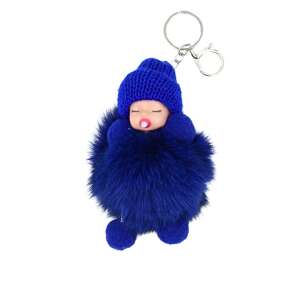 Blue sleeping baby pom pom keychain, Giftdesign Pufamo collection - Keychain