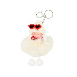 Giftdesign Pufamo beige sleeping baby keychain with red heart sunglasses - Keychain