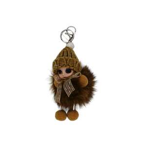 Brown plush baby doll keychain with hat, Giftdesign Pufamo collection - Keychain