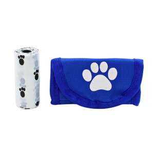 Niebieski uchwyt z torbami higienicznymi dla psów