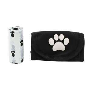 Czarny uchwyt z torbami higienicznymi dla psów