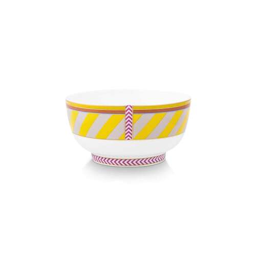 PIP Studio Chique Stripes Yellow Porcelain Bowl, 15.5 cm