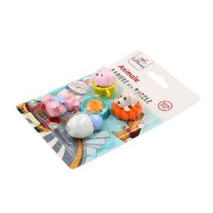 Zestaw 5 kolekcjonerskich gum do mazania w kształcie zwierząt w opakowaniu, z kotem, psem, świnią, kurczakiem i niedźwiedziem, idealny dla dzieci i uczniów - Gumka