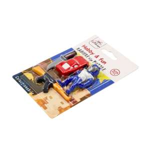 Hobby & Fun Zbierane Gumki do Mazania, Zestaw 4 szt.,  Bez PVC,  Zawiera czerwony samochód, niebieskiego robota, nóż i pistolet - Gumka