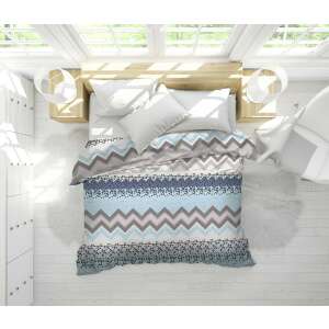 Pilota Paint microfiber quilted duvet, 200x220 cm, blue and grey chevron pattern, on bed - Duvet