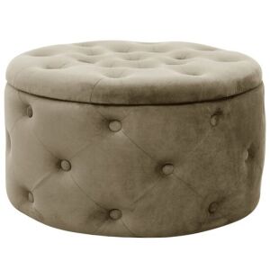Round Storage Ottoman, Velvet, Beige, max 80 kg, 55x30 cm, Alia, Akord 125163655 - Storage Benches & Stool