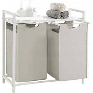 Artool Bathroom Cabinet, MDF Shelf, Steel Frame, 2 Laundry Compartments, White, 73x33x72 cm