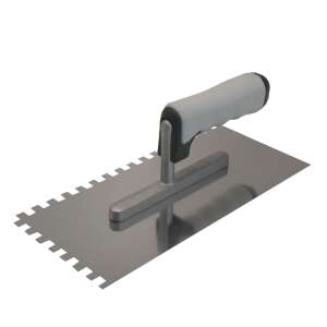 Stainless steel notched trowel with soft handle, 13x27 cm, 8x8 mm notch size - Plaster Trowel