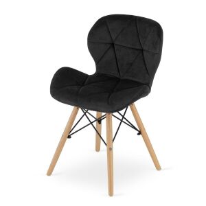 Artool Lago Scandinavian Style Chair, Velvet, Wood, Black, 48x43x74 cm