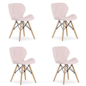 4 darabos, skandináv stílusú szék szett, Mercaton, Lago, Velvet, Fa, Rózsaszín, 48x43x74 cm