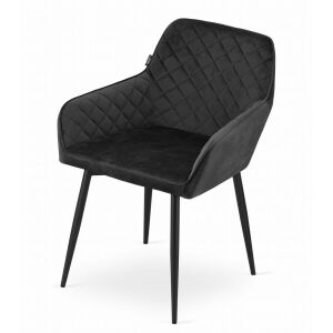 Mercaton Nola black velvet dining chair, angled view - Kitchen Furniture