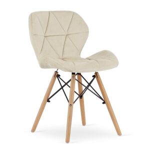 Artool Lago Scandinavian Style Chair, Velvet, Wood, Beige, 47x52x74 cm