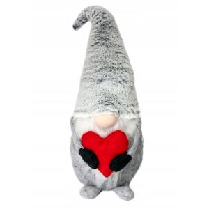 Christmas Decoration, Grey Gnome with Red Heart, 48 cm 125164265 - Christmas