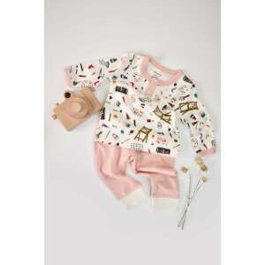 BabyCosy organic cotton long sleeve shirt and pants set for babies, artist print, pink, 6-9 months - Babies & Toddler
