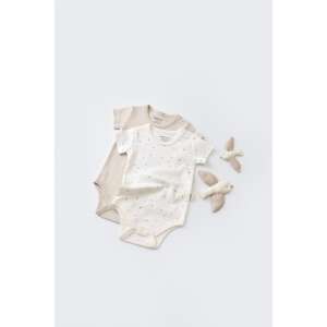 BabyCosy Set of 2 Organic Cotton Bodysuits for Baby Boys and Girls, Ecru with Dots, Size 18-24 Months - Babies & Toddler