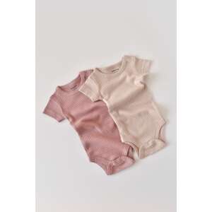 BabyCosy 2-pack organic cotton and modal short-sleeved bodysuits in pink and beige, size 0-3 months - Babies & Toddler