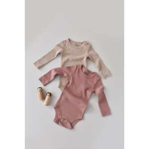 BabyCosy 2 pack long sleeve baby bodysuits in blush and beige, made from organic cotton and modal - Babies & Toddler