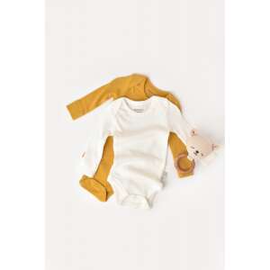 BabyCosy 2 pack organic cotton and modal long sleeve baby bodysuits in mustard and ecru, 9-12 months - Babies & Toddler