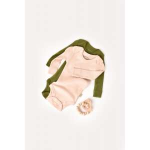 BabyCosy organic cotton and modal long sleeve bodysuit set for baby, green and blush, 2 pack - Babies & Toddler