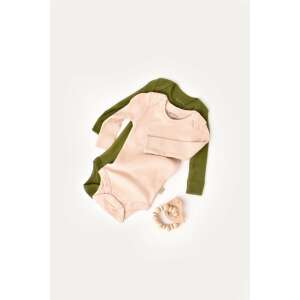 BabyCosy 2 pack organic cotton and modal long sleeve baby bodysuits in green and blush, size 6-9 months - Babies & Toddler