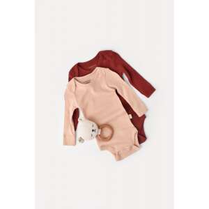 BabyCosy Set of 2 Long Sleeve Bodysuits for Baby, Organic Cotton and Modal, Brick/Salmon, 9-12 Months - Babies & Toddler