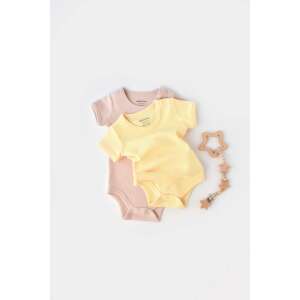 BabyCosy organic cotton baby bodysuit set, yellow and pink, 9-12 months - Babies & Toddler