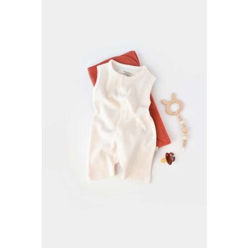 BabyCosy bio pamut ujjatlan rugdalék 3-6 hónapos babáknak, ekrü színben - Gyerek overál