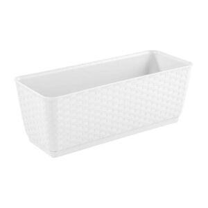 Prosperplast white rattan effect decorative planter, 49.2x17.2x17.4 cm - Landscaping