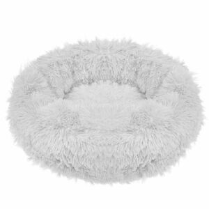 XXL Gray Plush Dog and Cat Bed 100cm, Soft Polyester Pet Cushion - Pet Care