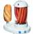 Clatronic HDM3420EKN 2 in 1 Hot Dog Maker and Egg Cooker, white, with hot dogs and bun