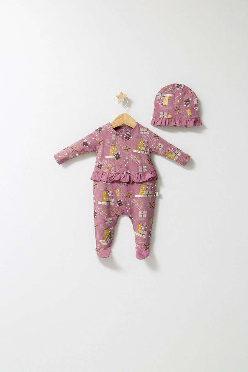 Fun Penguin Baby Romper and Bonnet Set (Color: Gray, Size: 6-9 months)