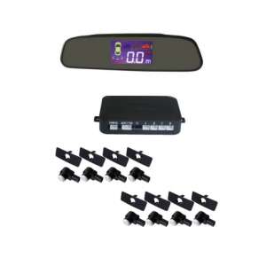 Senzori parcare fata spate S502-8: Parkoló szenzor készlet 8 szenzorral és tükör kijelzővel - Tolatóradar