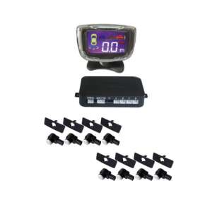 Senzori parcare fata spate cu 8 senzori si display LCD S500-8 tip OEM de 16.5mm Argintiu, tolatóradarok 8 szenzorral és LCD kijelzővel, parkolássegítő rendszer, autó parkoló szenzorok - Tolatóradar