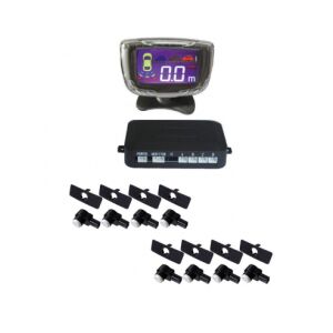 Első hátsó parkoló érzékelők 8 érzékelővel és LCD kijelzővel S500-8 OEM típusú fehér - Tolatóradar