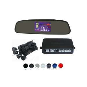 Rearview mirror with built-in parking sensor display, 4 parking sensors, control unit, and installation kit - Parking Assistance System