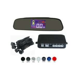 Rear view mirror with built-in parking sensor display, 4 parking sensors, control unit, and installation kit - Parking Assistance System