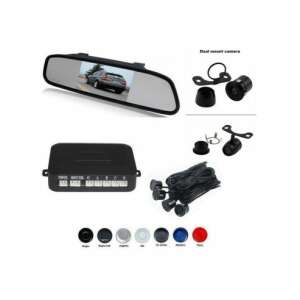 Rear view mirror with built-in 4.3 inch LCD display and parking sensors, black matte finish - Parking Assistance System